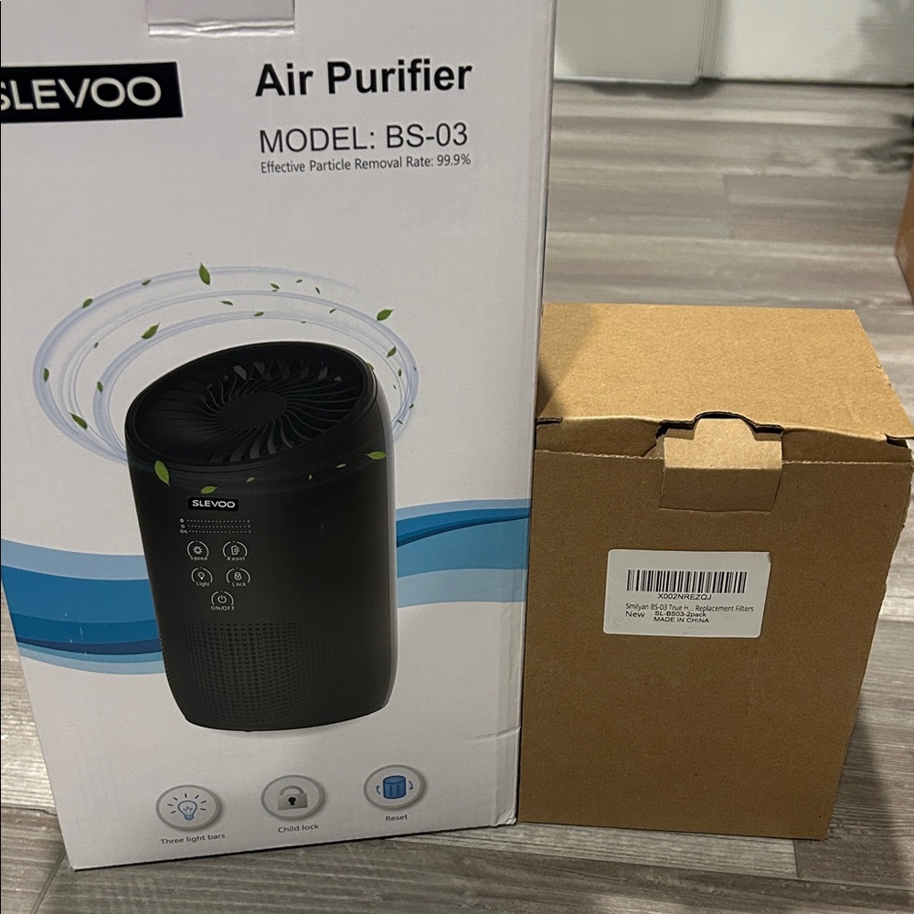 Slevoo BS-03 H13 True HEPA Air Purifier + New Replacement Filter